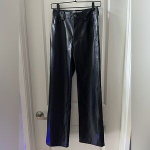 Zara Black Leather Look Trousers